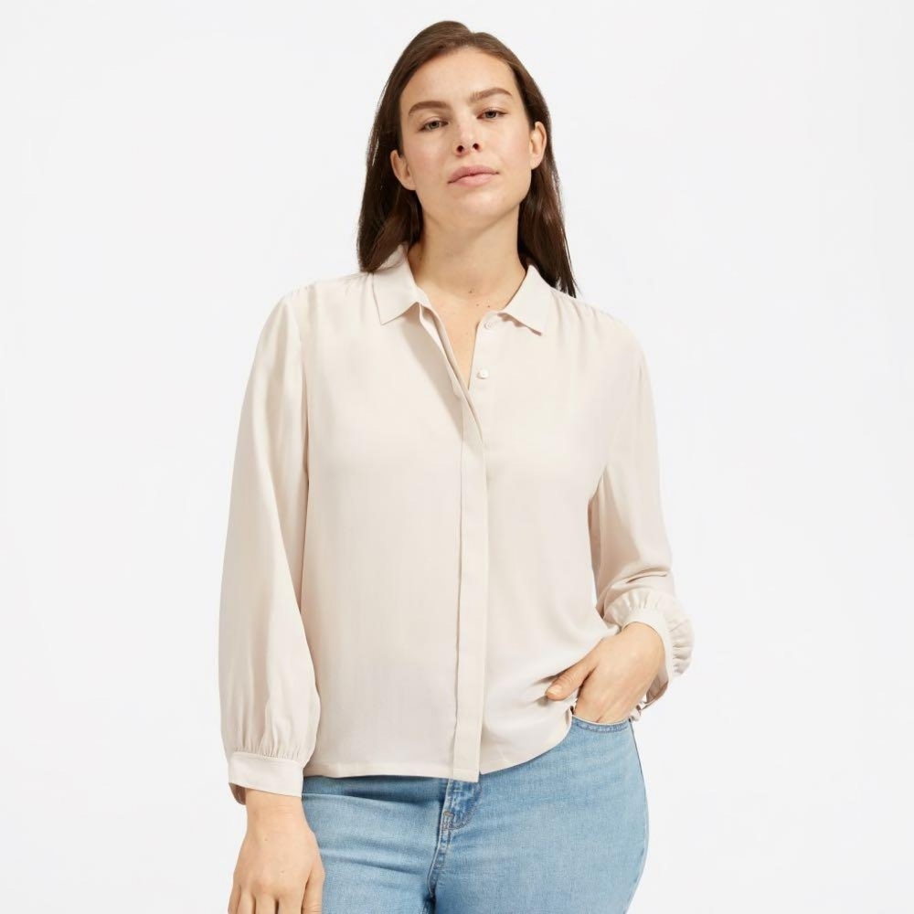 Everlane shirred silk shirt